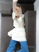 bicolor sheer knit cardigan