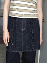 frill denim mini skirt
