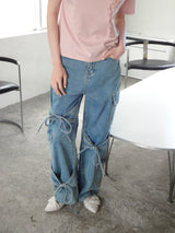 many ribbon cargo denim