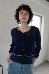 bicolor sheer knit cardigan