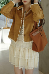 piping lace suede jacket