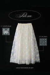 volume tulle butterfly dot skirt