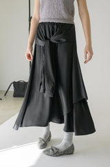 waist sleeve satin skirt