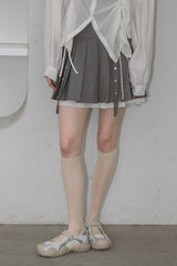 layered pleats mini skirt