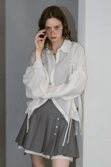 layered pleats mini skirt