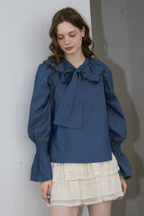 bowtie ribbon frill blouse