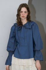 bowtie ribbon frill blouse