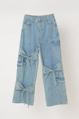 many ribbon cargo denim