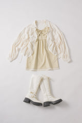 lace up buckle long boots