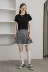 layered pleats mini skirt