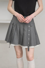 layered pleats mini skirt