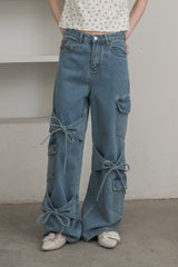 many ribbon cargo denim