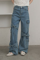 many ribbon cargo denim