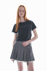 layered pleats mini skirt