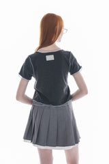 layered pleats mini skirt