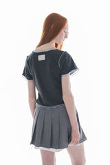 layered pleats mini skirt