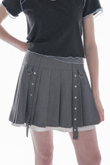 layered pleats mini skirt