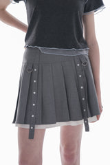 layered pleats mini skirt