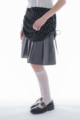 drawstring check pleats skirt