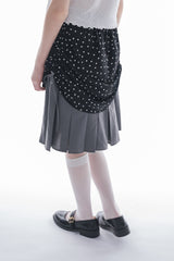 drawstring check pleats skirt