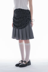 drawstring check pleats skirt