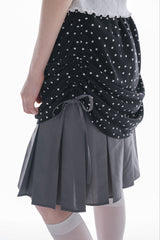 drawstring check pleats skirt