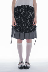 drawstring check pleats skirt