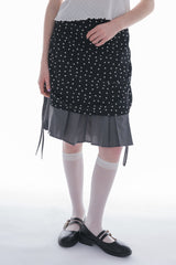 drawstring check pleats skirt