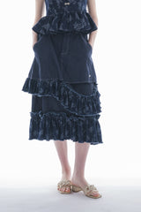 damage frill denim skirt
