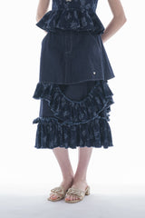 damage frill denim skirt
