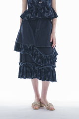 damage frill denim skirt