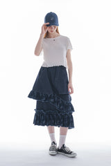 damage frill denim skirt