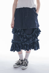 damage frill denim skirt