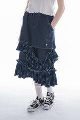 damage frill denim skirt