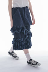 damage frill denim skirt
