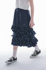 damage frill denim skirt