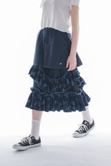 damage frill denim skirt