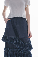 damage frill denim skirt