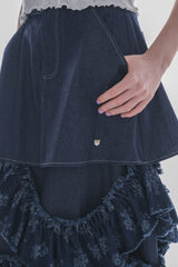 damage frill denim skirt
