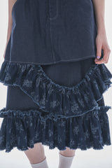 damage frill denim skirt