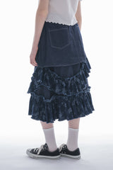 damage frill denim skirt