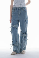 many ribbon cargo denim