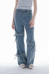 many ribbon cargo denim