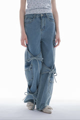 many ribbon cargo denim
