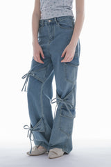 many ribbon cargo denim