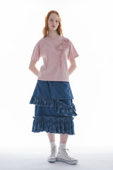 damage frill denim skirt
