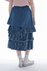 damage frill denim skirt