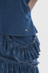 damage frill denim skirt