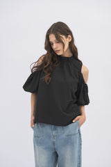 open shoulder ribbon blouse