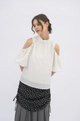 open shoulder ribbon blouse